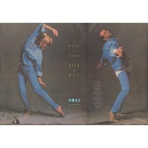 Vintage 1986 Code Bleu Print Ad Retro Designer Denim 1980s Fashion Decor